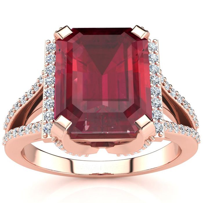 4 3/4 Carat Ruby & Halo Diamond Ring in 14K Rose Gold (6 g),  by SuperJeweler