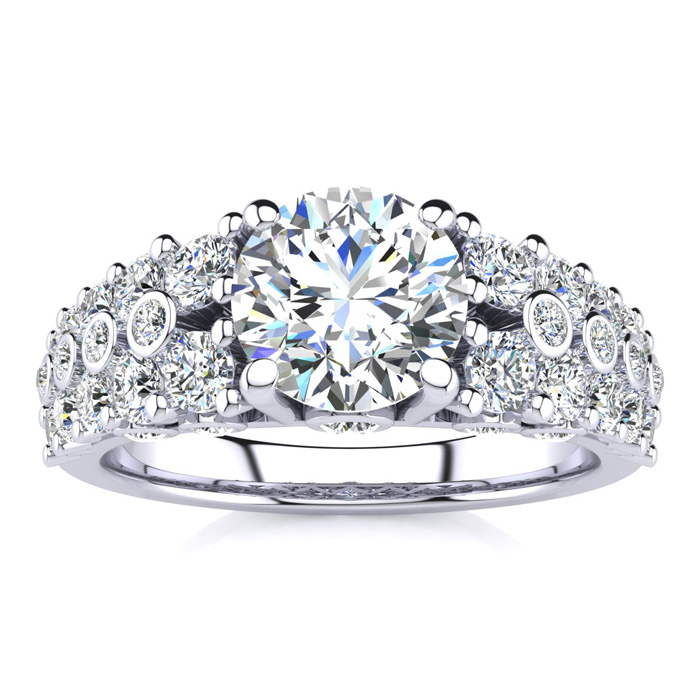 14K White Gold (6.6 g) 2 1/3 Carat Fancy Diamond Engagement Ring