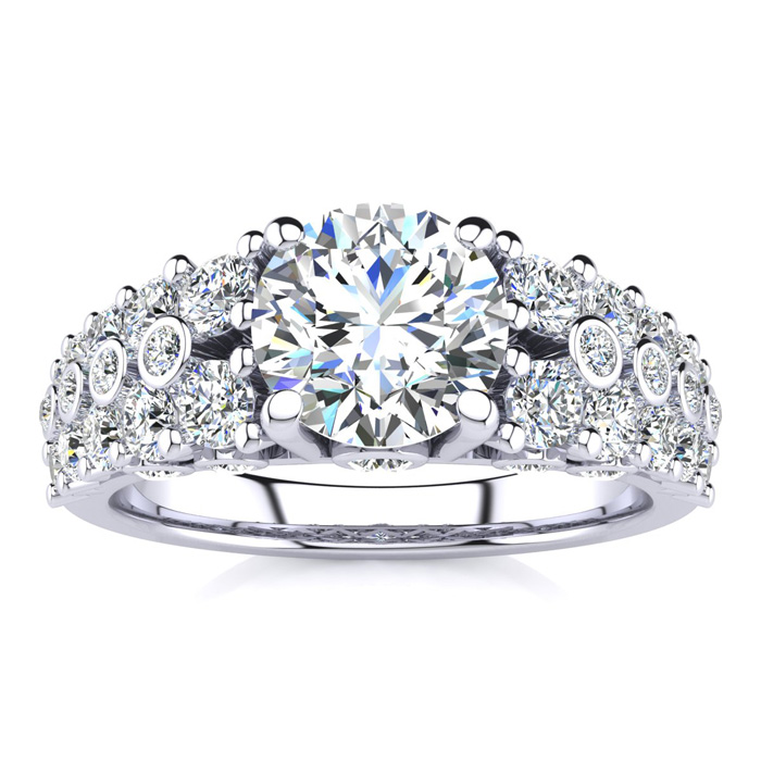 14K White Gold (6.6 g) 2 1/3 Carat Fancy Diamond Engagement Ring  w/ 1.25 Carat Center (  I1-I2 Clarity Enhanced)  Size 5.5 by SuperJeweler