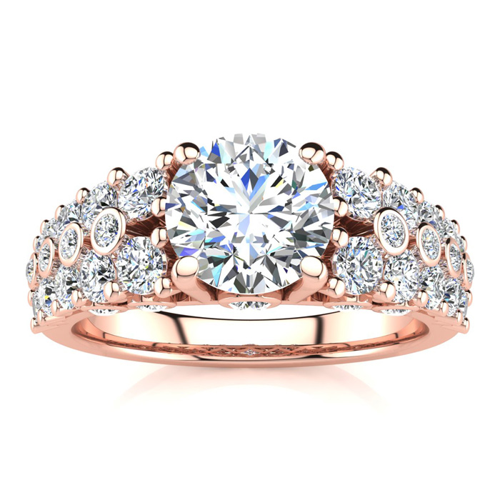 14K Rose Gold (6.6 g) 2 1/3 Carat Fancy Diamond Engagement Ring