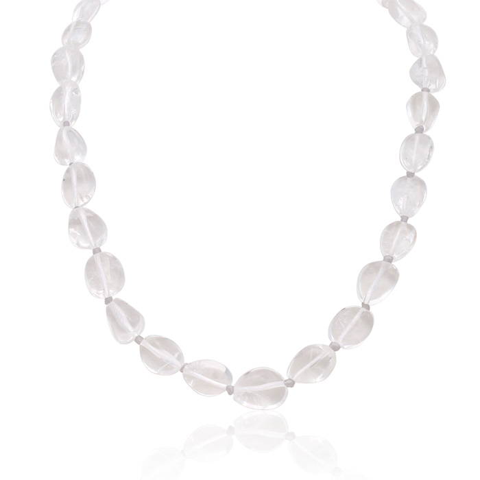 30 Carat Natural Rock Quartz Beaded Necklace, 18 Inches by SuperJeweler