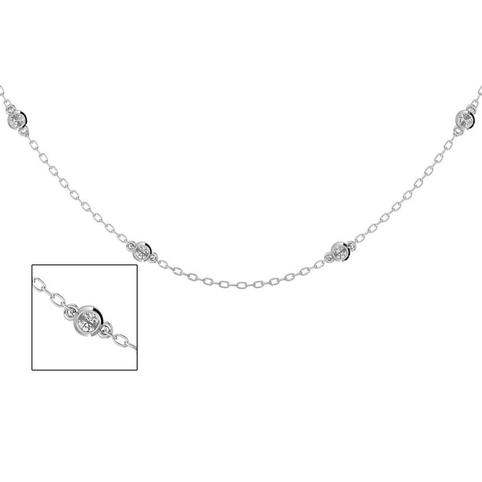 14K White Gold (3.90 g) 1/2 Carat Diamonds By The Yard Necklace, 16-18 Inches (, I2) by SuperJeweler