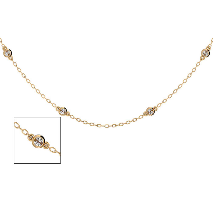 14K Yellow Gold (3.90 g) 1/2 Carat Diamonds By The Yard Necklace, 16-18 Inches (, I2) by SuperJeweler