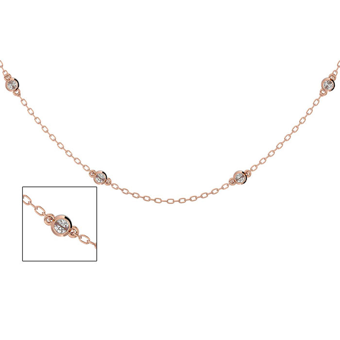 14K Rose Gold (3.90 g) 1/2 Carat Diamonds By The Yard Necklace, 16-18 Inches (, I2) by SuperJeweler