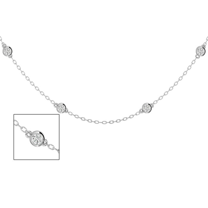 14K White Gold (4 g) 1 Carat Diamonds By The Yard Necklace, 16-18 Inches (, I2) by SuperJeweler