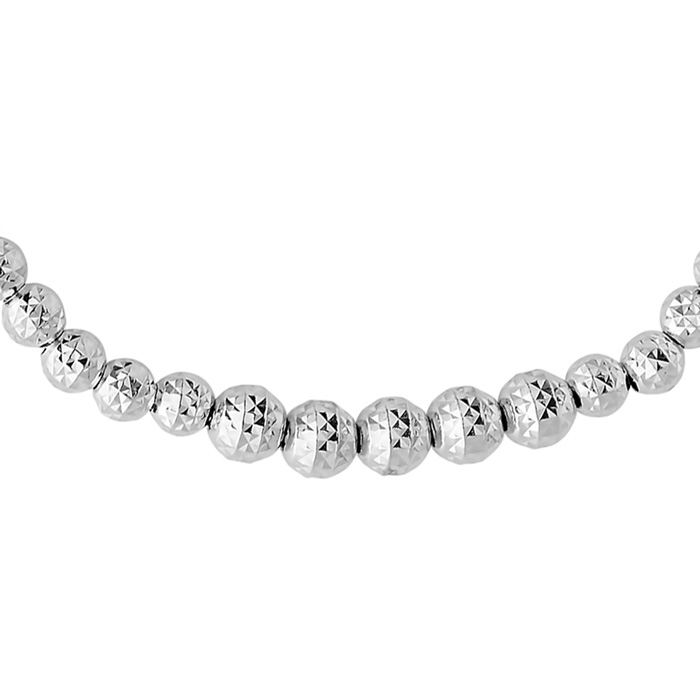 Sterling Silver Adjustable Bead Bracelet with Acorn Shaped Sterling Beads, 7 Inch