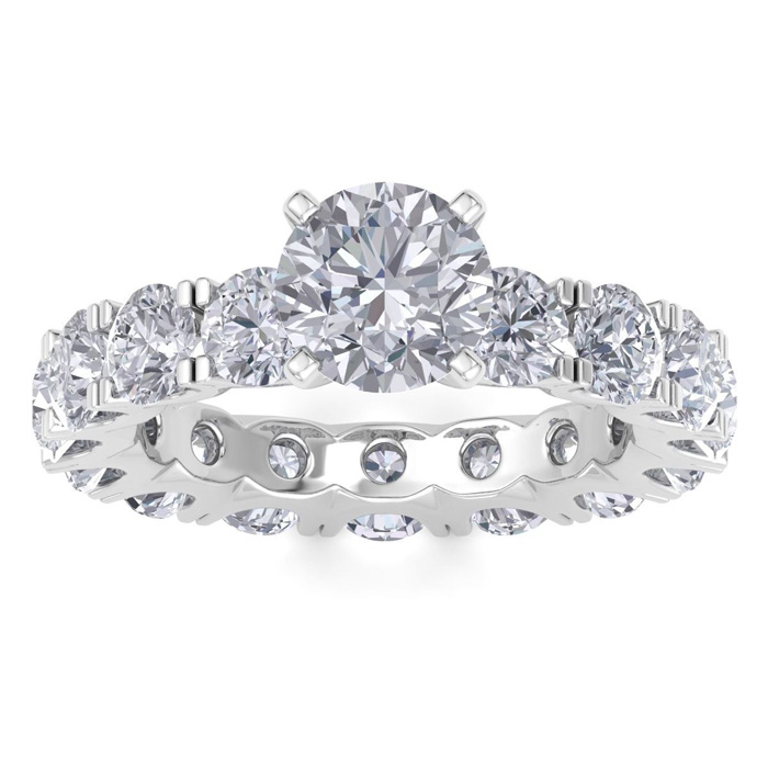14K White Gold (5.4 g) 4 3/4 Carat Diamond Eternity Engagement Ring w/ 1.5 Carat Round Brilliant Center (