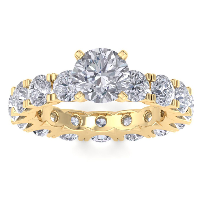14K Gold (5.6 g) 5 Carat Diamond Eternity Engagement Ring w/ 1.5 Carat Round Brilliant Center (
