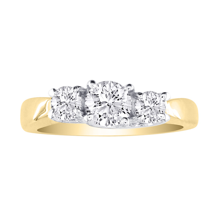 1/4 Carat Trellis Motif Fine Three Diamond Engagement Ring in Yellow Gold (, I1-I2) by SuperJeweler