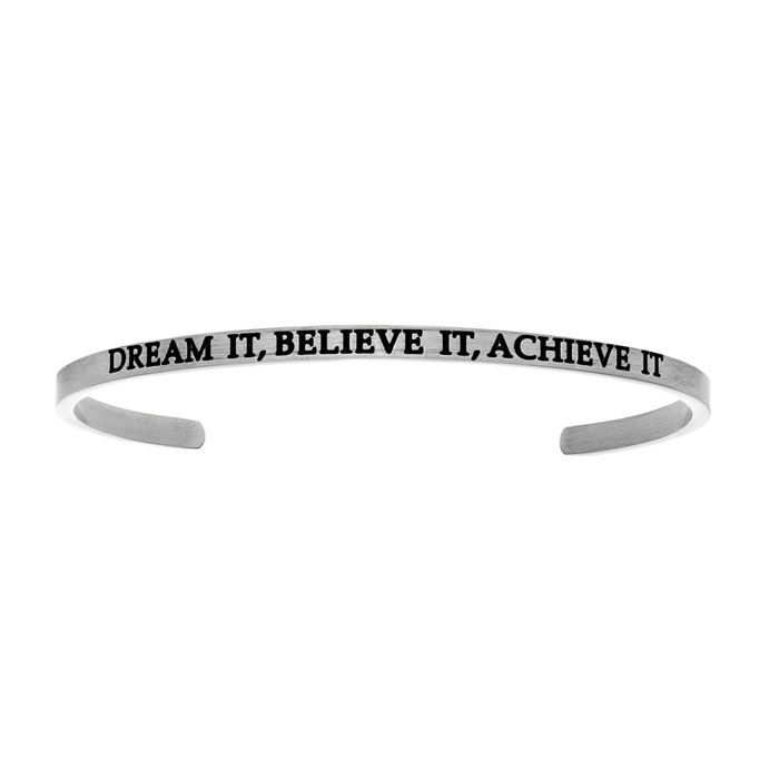 Silver "DREAM IT, BELIEVE IT, ACHIEVE IT" Bangle Bracelet, 8 Inch by SuperJeweler