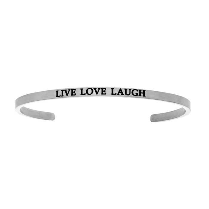 Silver "LIVE LOVE LAUGH" Bangle Bracelet, 8 Inch by SuperJeweler