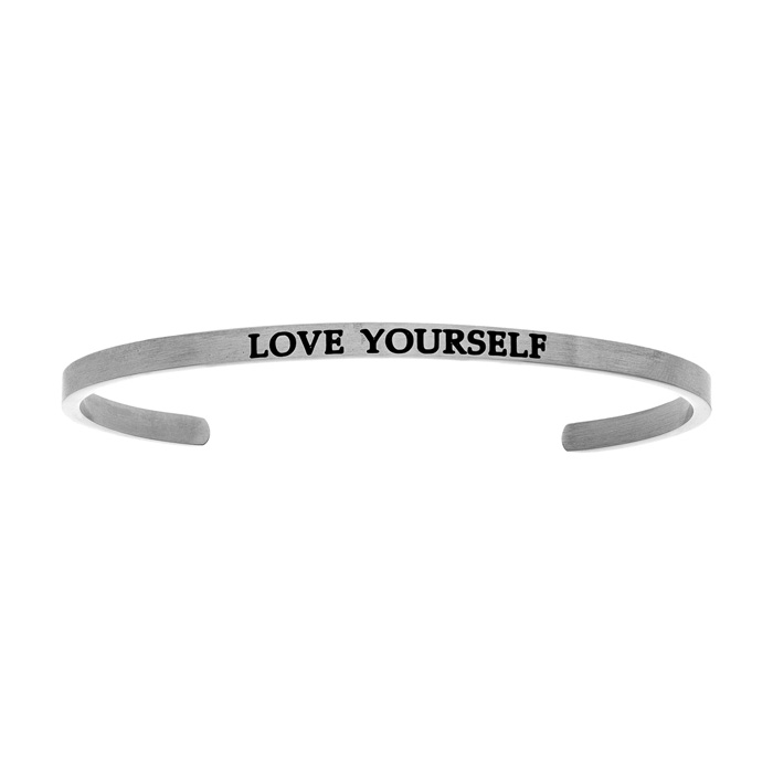 Silver "LOVE YOURSELF" Bangle Bracelet, 8 Inch by SuperJeweler