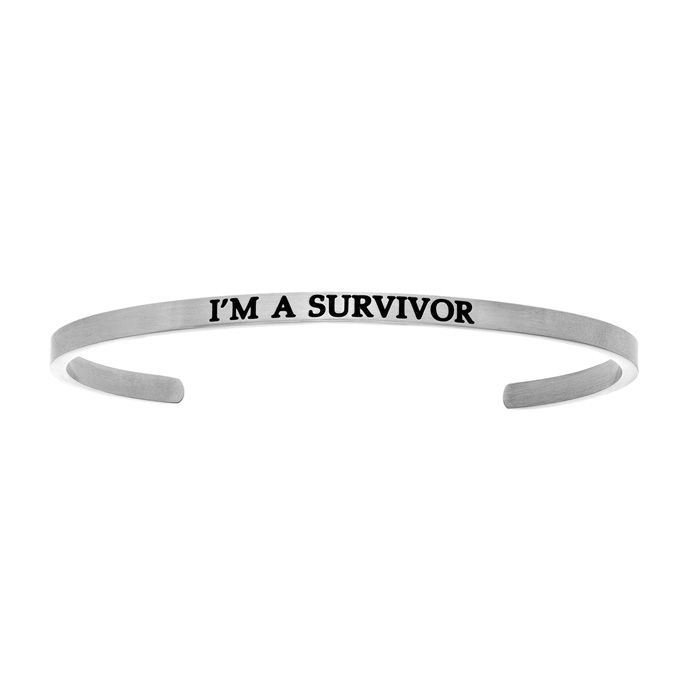 Silver "I'M A SURVIVOR" Bangle Bracelet, 8 Inch by SuperJeweler