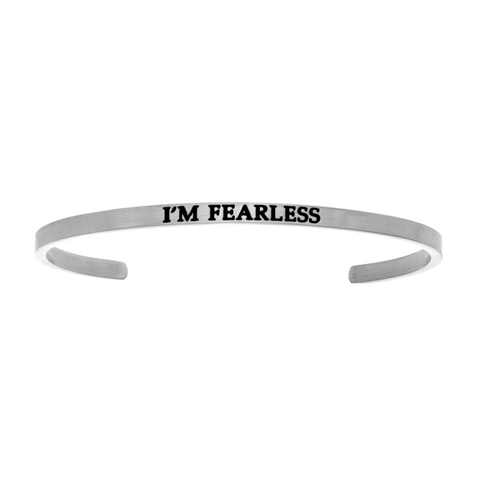 Silver "I'M FEARLESS" Bangle Bracelet, 8 Inch by SuperJeweler