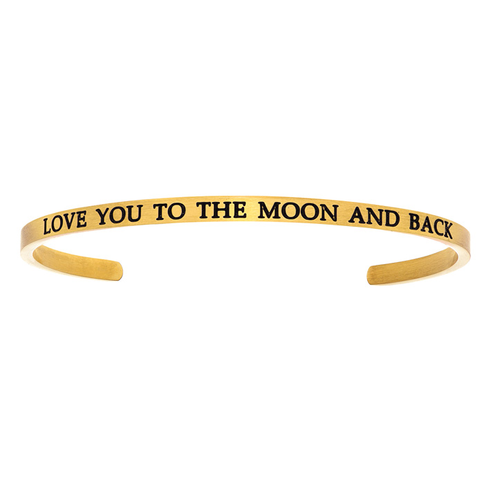 Yellow Gold "LOVE YOU TO THE MOON & BACK" Bangle Bracelet, 8 Inch by SuperJeweler