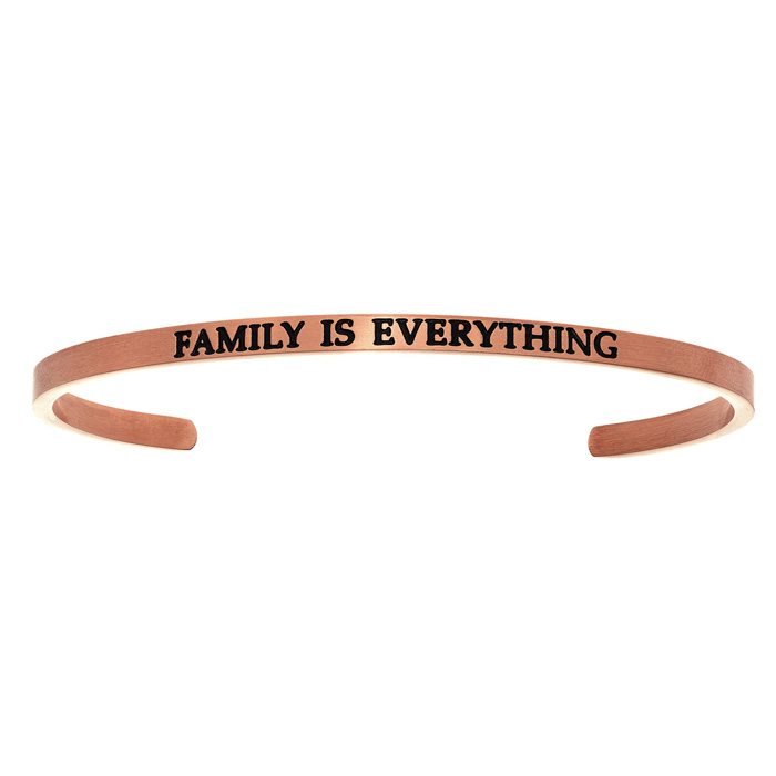 Rose Gold "FAMILY IS EVERYTHING" Bangle Bracelet, 8 Inch by SuperJeweler