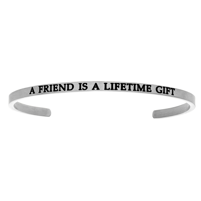 Silver "A FRIEND IS A LIFETIME GIFT" Bangle Bracelet, 8 Inch by SuperJeweler