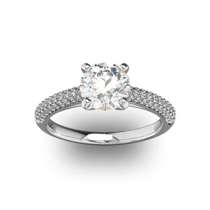 14K White Gold (3.9 g) 2 Carat Classic Round Diamond Engagement Ring (  I1-I2 Clarity Enhanced) by SuperJeweler