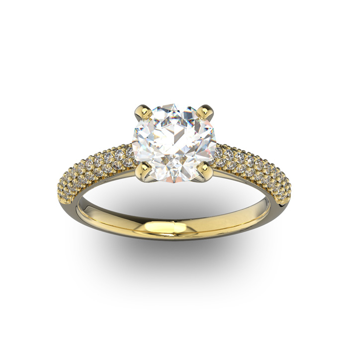 14K Yellow Gold (3.9 g) 2 Carat Classic Round Diamond Engagement 