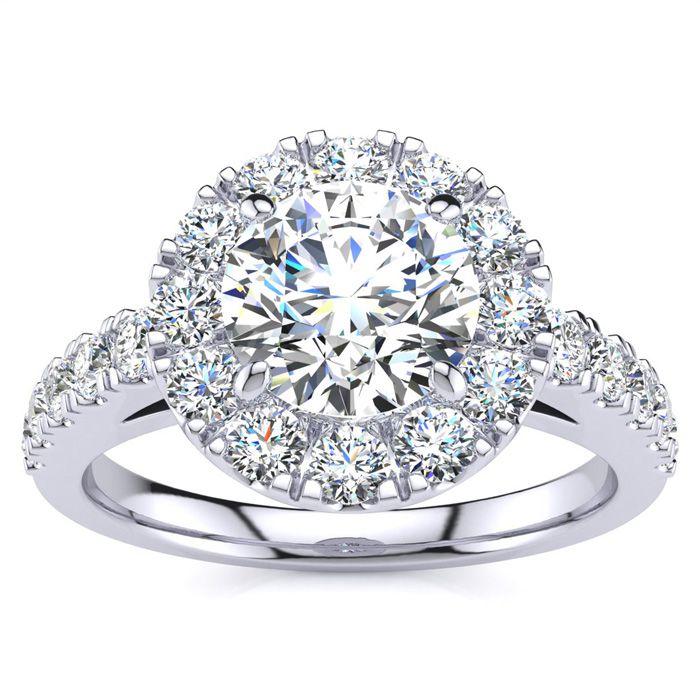 14K White Gold (6 g) 1.5 Carat Classic Round Halo Diamond Engagement Ring (, I1-I2 Clarity Enhanced) by SuperJeweler