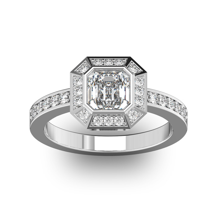 14K White Gold (5.2 g) 1 1/3 Carat Asscher Cut Halo Diamond Engagement Ring (, VS2-SI1) by SuperJeweler