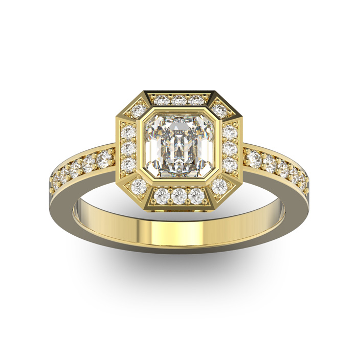 14K Yellow Gold (5.2 G) 1 1/3 Carat Asscher Cut Halo Diamond Engagement Ring (H-I, VS2-SI1) By SuperJeweler