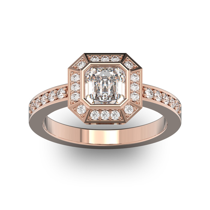 14K Rose Gold (5.2 g) 1 1/3 Carat Asscher Cut Halo Diamond Engagement Ring (, VS2-SI1) by SuperJeweler