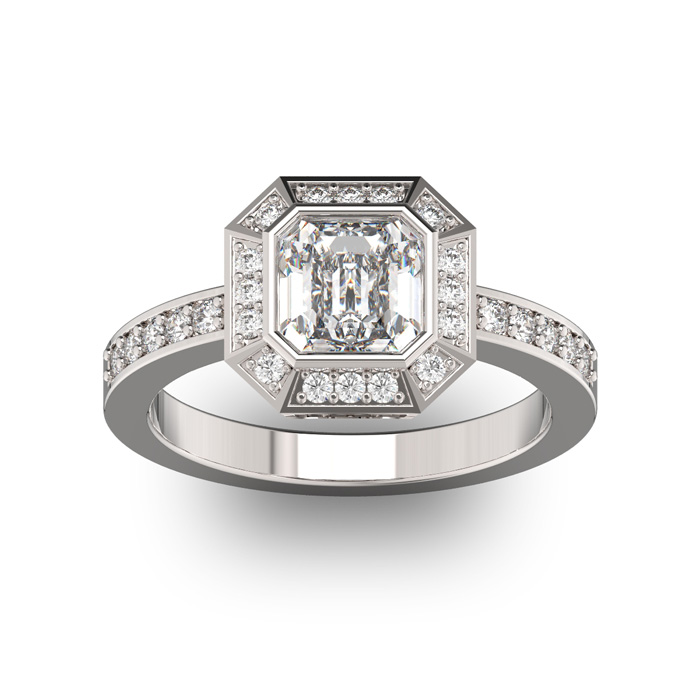 14K White Gold (5.3 G) 1 3/4 Carat Asscher Cut Halo Diamond Engagement Ring (H-I, VS2-SI1) By SuperJeweler