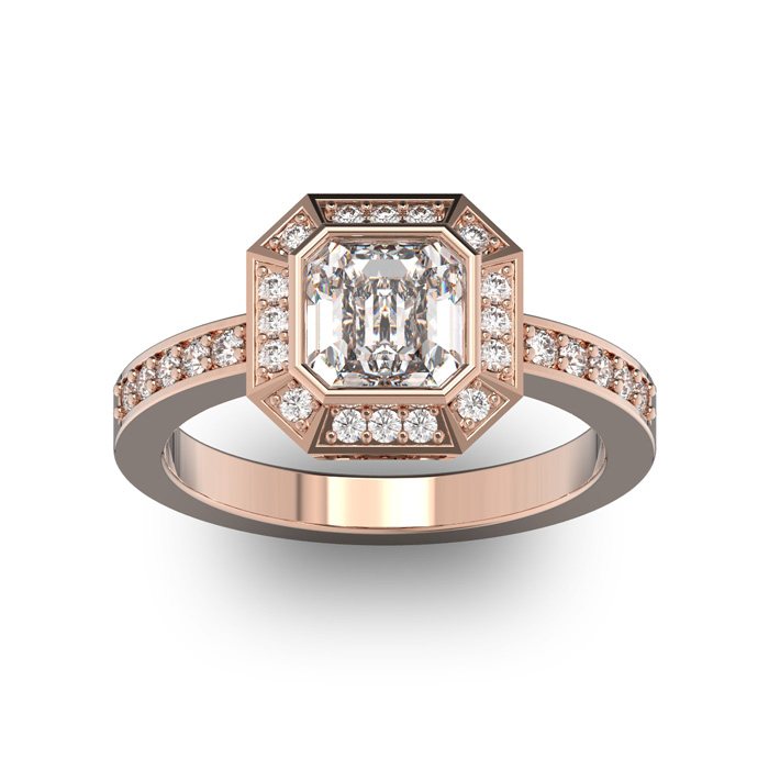 14K Rose Gold (5.3 G) 1 3/4 Carat Asscher Cut Halo Diamond Engagement Ring (H-I, VS2-SI1) By SuperJeweler