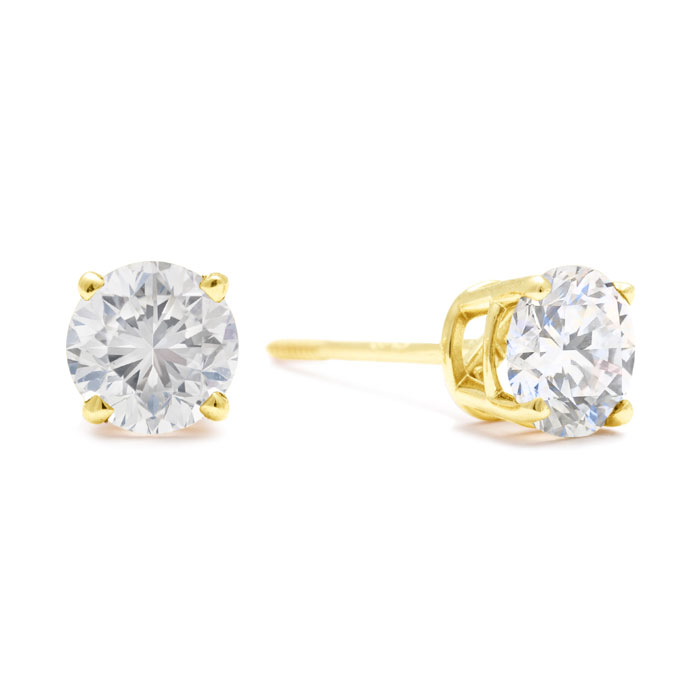 1.5 Carat Diamond Stud Earrings In 14K Yellow Gold (H-I, I2-I3 Clarity Enhanced) By SuperJeweler
