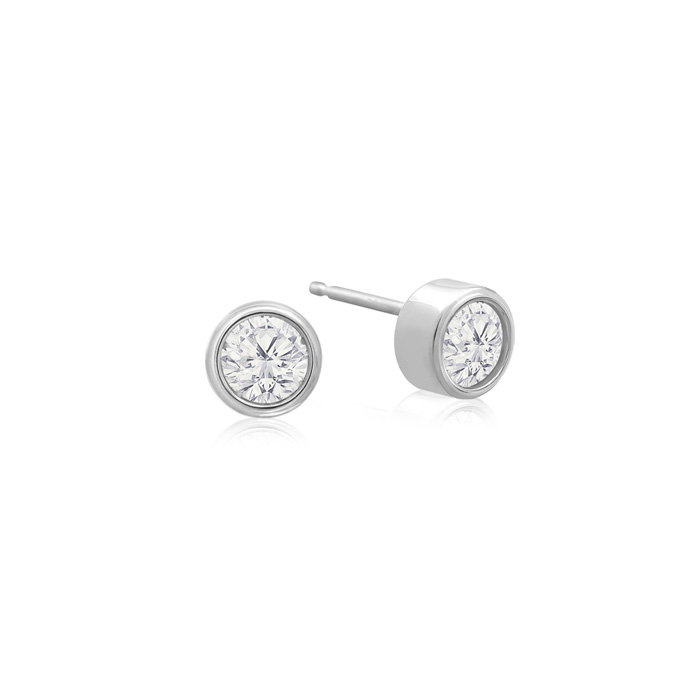 1/4 Carat Bezel Set Diamond Stud Earrings Crafted in 14K White Gold (0.6 g),  by SuperJeweler