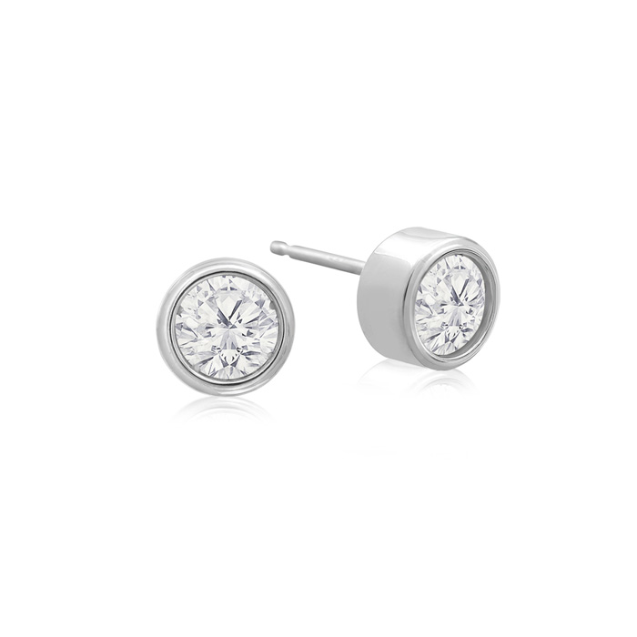 1/3 Carat Bezel Set Diamond Stud Earrings Crafted in 14K White Gold (0.8 g),  by SuperJeweler