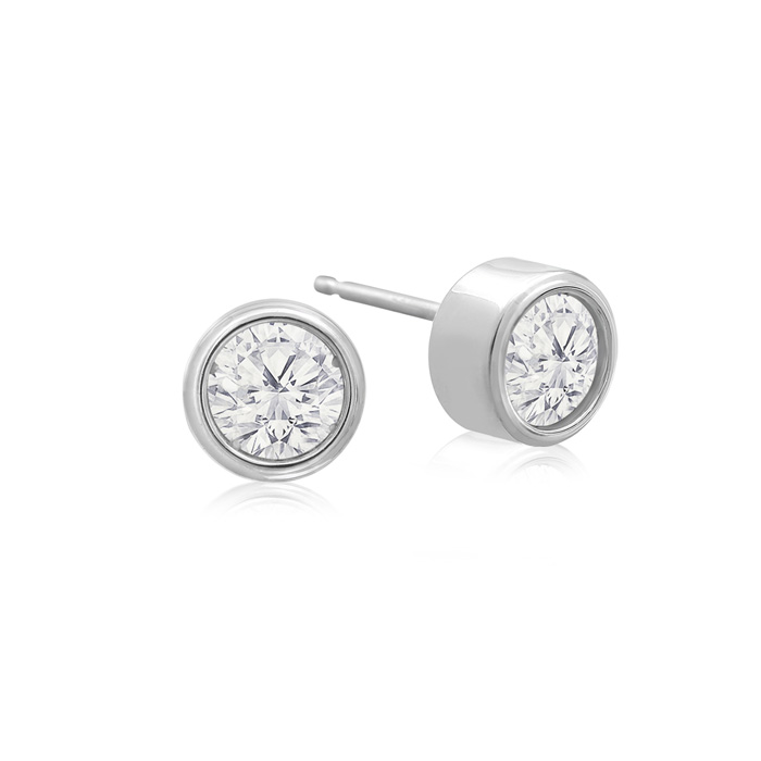 1/2 Carat Bezel Set Diamond Stud Earrings Crafted in 14K White Gold (1.1 g),  by SuperJeweler