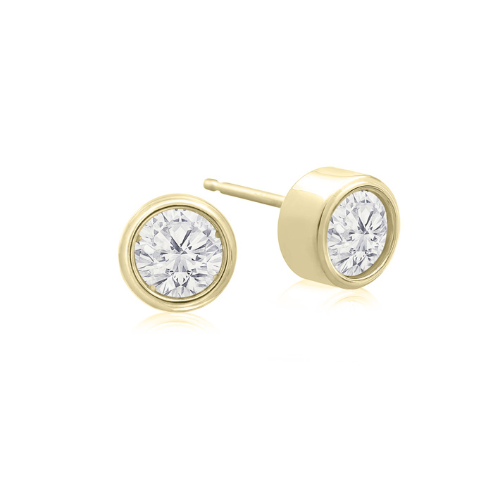 1/2 Carat Bezel Set Diamond Stud Earrings Crafted in 14K Yellow Gold (1.1 g),  by SuperJeweler