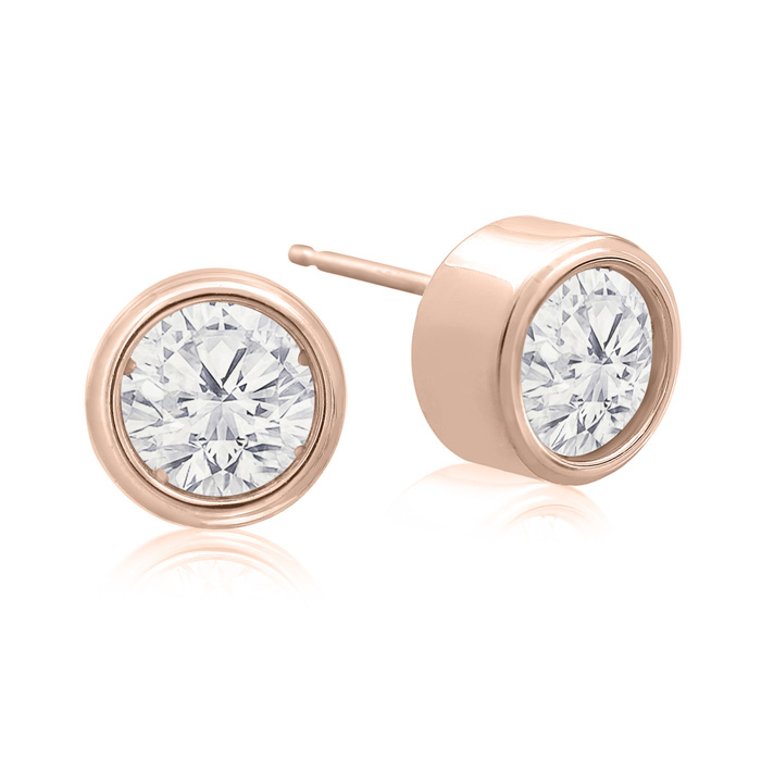 Bezel set diamond hot sale stud earrings