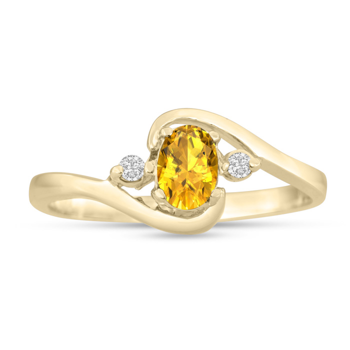 1/2 Carat Citrine & Diamond Ring in 14K Yellow Gold (1.6 g), G/H Color by SuperJeweler