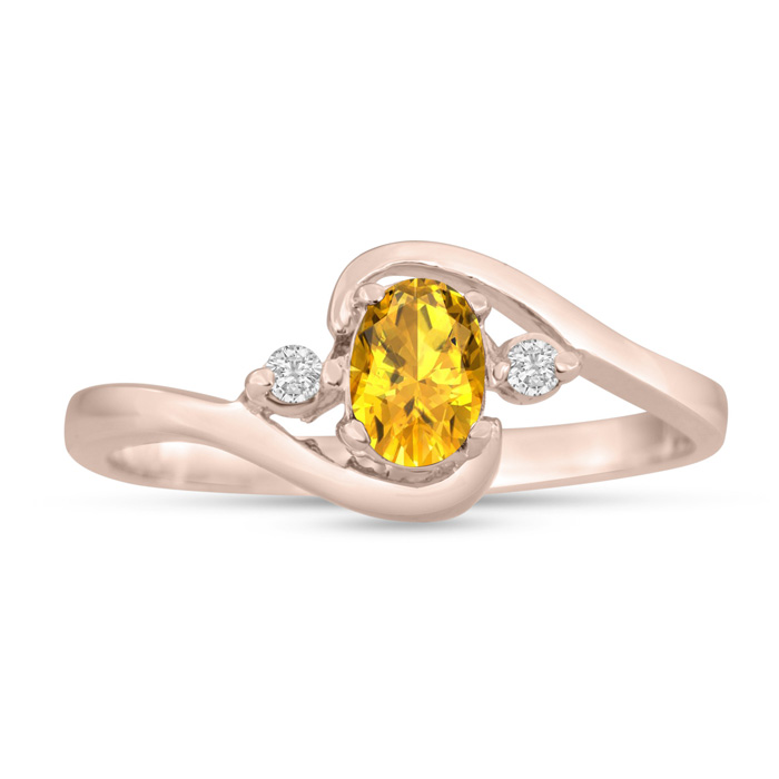 1/2 Carat Citrine & Diamond Ring in 14K Rose Gold (1.6 g), G/H Color by SuperJeweler