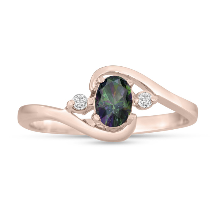 1/2 Carat Mystic Topaz & Diamond Ring in 14K Rose Gold (1.6 g), G/H Color by SuperJeweler