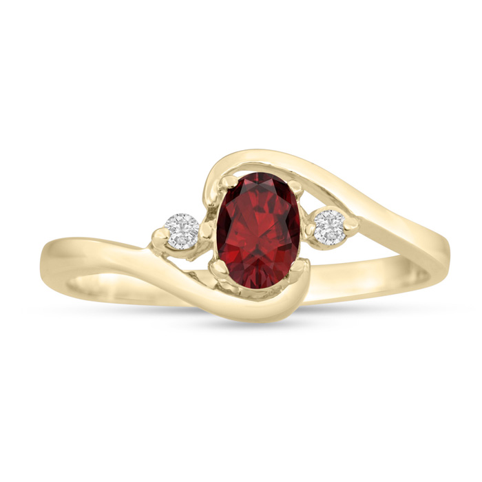 1/2 Carat Garnet & Diamond Ring in 14K Yellow Gold (1.6 g), G/H Color by SuperJeweler