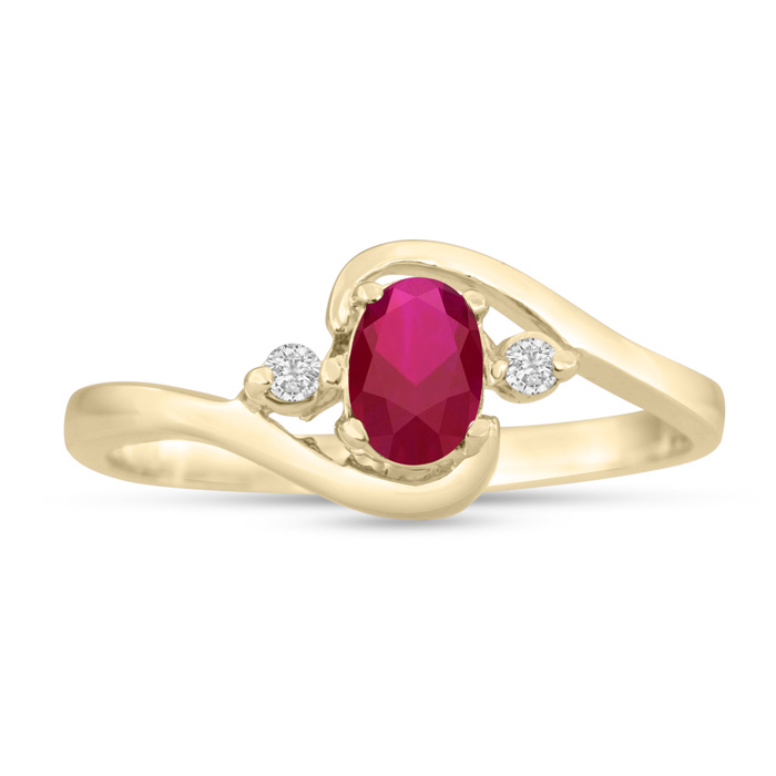 1/2 Carat Ruby & Diamond Ring in 14K Yellow Gold (1.6 g), G/H Color by SuperJeweler