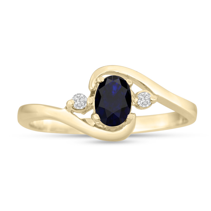 1/2 Carat Sapphire & Diamond Ring in 14K Yellow Gold (1.6 g), G/H Color by SuperJeweler