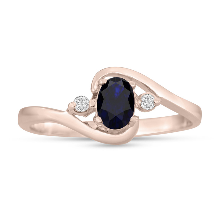 1/2 Carat Sapphire & Diamond Ring in 14K Rose Gold (1.6 g), G/H Color by SuperJeweler