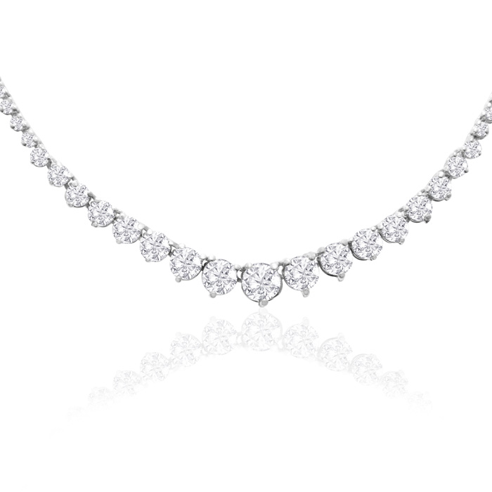 Graduated 10 Carat Diamond Tennis Necklace in 14K White Gold (19 