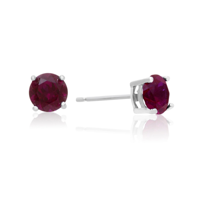 2 Carat Round Ruby Stud Earrings in Sterling Silver by SuperJeweler