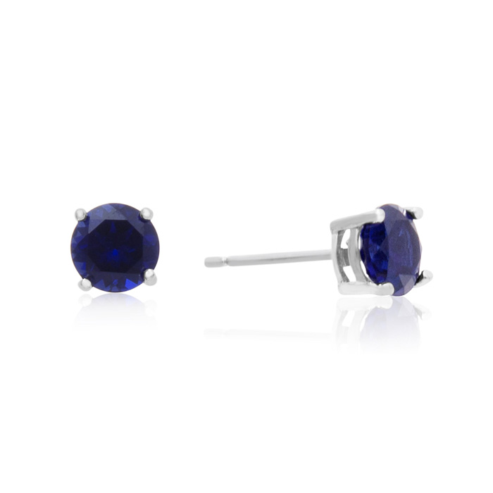 2 Carat Round Sapphire Stud Earrings in Sterling Silver by SuperJeweler