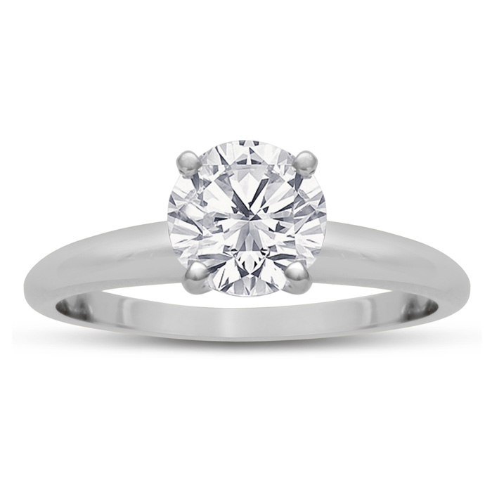 1 Carat Diamond Solitaire Engagement Ring in 14K White Gold (1.5 g) 6 Prong Setting (, I2 Clarity Enhanced) by SuperJeweler