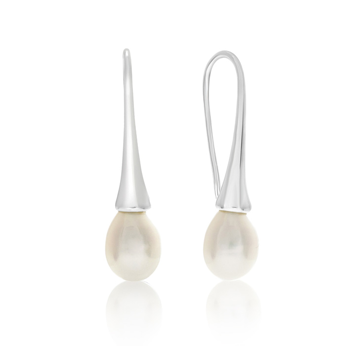 8mm Freshwater Cultured Pearl Drop Earrings in Silver by SuperJeweler