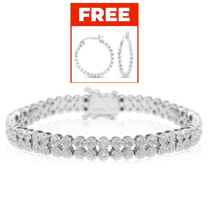 Fine Quality 1 Carat Diamond Bracelet, Two Row, Platinum Overlay, J/K, 7 Inch By SuperJeweler