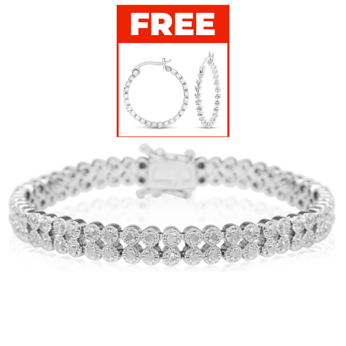 Fine Quality 1 Carat Diamond Bracelet, Two Row, Platinum Overlay, , 7 Inch by SuperJeweler