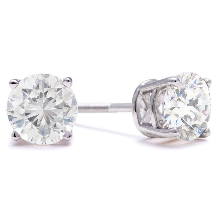 2 Carat Diamond Martini Stud Earrings in 14K White Gold (, ) by SuperJeweler